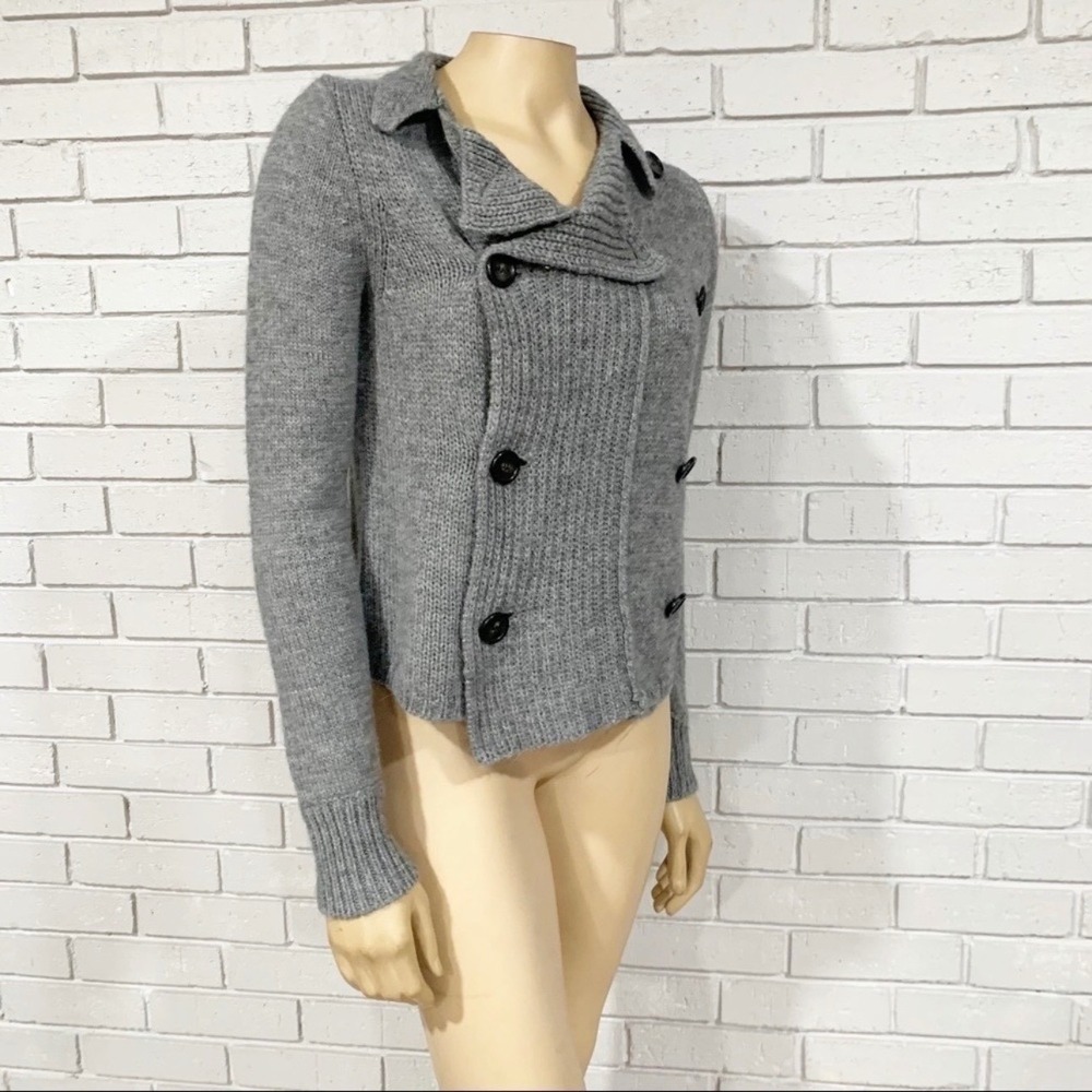 J.Crew Gray Alpaca Merino Wool Double Breasted Collared Cardigan Old Money Small - Picture 3 of 6
